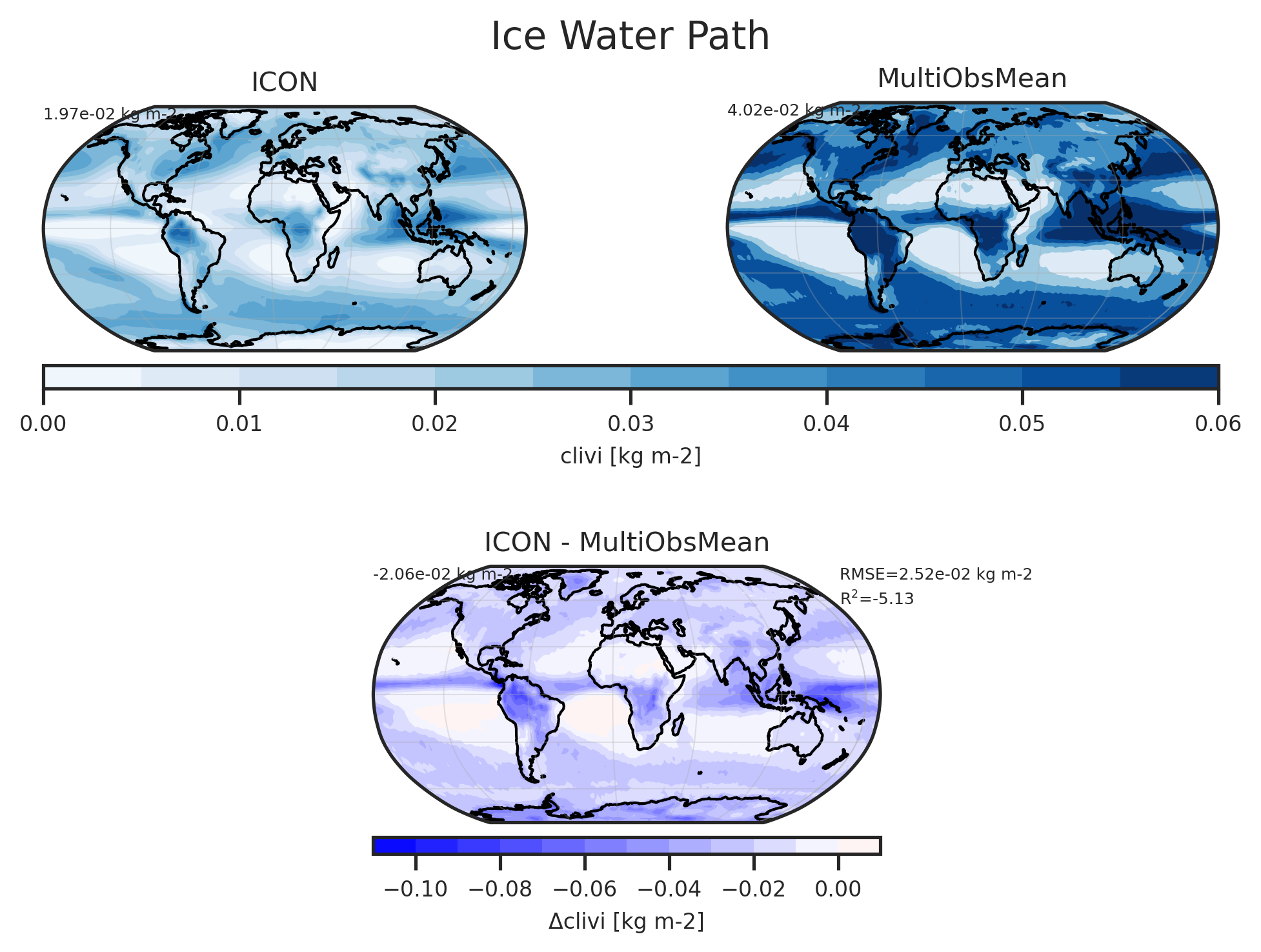 Map plot of Ice Water Path of dataset ICON.
